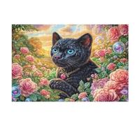 Black Cat Flower Field Puzzle 1000 Pezzi Per Lui Amici E Colleghi Rompicapo Sfida Impossibile Giochi Da Tavolo Serate in Gruppo Regalo Natale 2025 1000 PCS