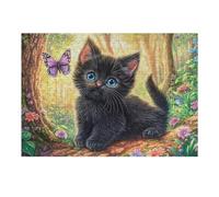 Black Cat Flower Field Puzzle 300 Pezzi Per Lui Amici E Colleghi Rompicapo Sfida Impossibile Giochi Da Tavolo Serate in Gruppo Regalo Natale 2025 300 PCS
