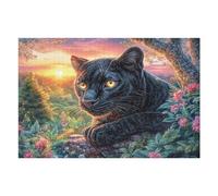 Black Cat Flower Field Rompicapo 1000 Pezzi Per Nonni E Nipoti Cartone Rigido Esercizio Mentale Per Serate in Famiglia Da Passatempo Con Poster Incluso 1000 PCS（75x50cm）