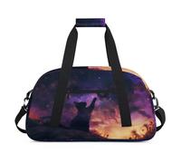 Black Cat Galaxy Sky Duffel Borse per Donne Uomini Bambini Ragazze Ragazzi Pernottamento Weekender Borsa da Viaggio 24L Sport Palestra Duffel Bag Pratica Tote Carry Bag, Colore, 24 L, Organizer per