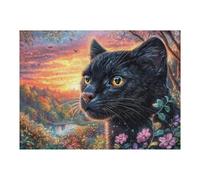 Black Cat Galaxy Starry Rompicapo 500 Pezzi Per Regalo Di Halloween Cartone Rigido Per Adulti Tema Horror Per Feste Con Amici Edizione Limitata Top Vendita 500 PCS（52×38cm）