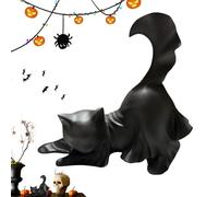 Black Cat Garden Statua, Cute Kitten Statue, 5,12 x 2,17 x 5,12 Inch Versatile Seasonal & Charming, Glow in The Dark All Saint Eve's Sculpture for Home, Living Room, Bedroom, Bookshelf, Holiday