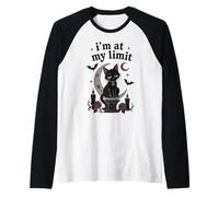 Black Cat Gatto Gotico Humor Luna Sarcastico Witchy Bat Maglia con Maniche Raglan