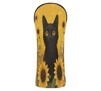Black Cat Girasole Daisy Spring Golf Club Cover Set Premium Leather Headcovers con Numeri Intercambiabili per Driver Fairway Wood Hybrid
