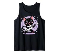 Black Cat Guitar Rock Kawaii Goth Girl Vestiti Rosa Goth Canotta