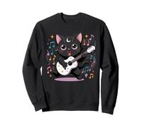 Black Cat Guitar Rock Kawaii Goth Girl Vestiti Rosa Goth Felpa