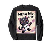 Black Cat Guitar Rock Kawaii Goth Girl Vestiti Rosa Goth Felpa