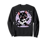 Black Cat Guitar Rock Kawaii Goth Girl Vestiti Rosa Goth Felpa