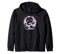 Black Cat Guitar Rock Kawaii Goth Girl Vestiti Rosa Goth Felpa con Cappuccio