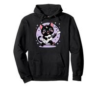 Black Cat Guitar Rock Kawaii Goth Girl Vestiti Rosa Goth Felpa con Cappuccio