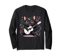Black Cat Guitar Rock Kawaii Goth Girl Vestiti Rosa Goth Maglia a Manica