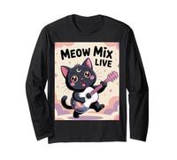 Black Cat Guitar Rock Kawaii Goth Girl Vestiti Rosa Goth Maglia a Manica