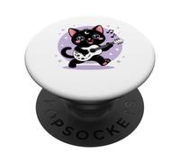 Black Cat Guitar Rock Kawaii Goth Girl Vestiti Rosa Goth PopSockets PopGrip Adesivo