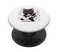 Black Cat Guitar Rock Kawaii Goth Girl Vestiti Rosa Goth PopSockets PopGrip Adesivo
