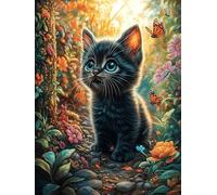 Black Cat in A Magical Flower Garden Puzzle 1000 Pezzi Educativo Premium Science Fiction Magical Dream Per Ragazzi Intelligenza Creativa Idea Regalo Natale E Pasqua 1000 PCS