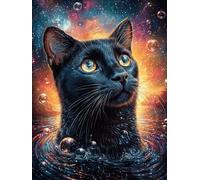 Black Cat in A Magical Glow Rompicapo 1000 Pezzi Michelangelo Per Adulti Scenery Science Fiction Cartone Spesso Cappella Sistina Per Collezione Artistica Edizione Esclusiva Con Colla Inclusa 1000 PCS