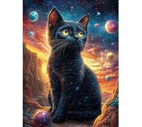 Black Cat in A Starry Sky Puzzle 300 Pezzi Collezione Multicolore Premium Science Fiction Magical Dream Paesaggi Classici Per Amanti Del Puzzle Regalo Natale E Festa Aziendale Per Colleghi 300 PCS