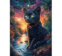 Black Cat in Flower Garden Puzzle 500 Pezzi Per Lui Amici E Colleghi Rompicapo Sfida Impossibile Giochi Da Tavolo Serate in Gruppo Regalo Natale 2025 500 PCS