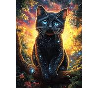 Black Cat in Magical Forest Rompicapo 500 Pezzi Per Appassionati Fairy Tale Scenery Cartoon Cartone Riciclato Ecologico Incastro Preciso Per Weekend E Vacanze Edizione Limitata Migliore Vendita 500 P