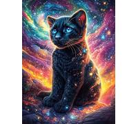 Black Cat in Space Puzzle 500 Pezzi Giochi Da Tavolo Per Serate Wild Animals Fantasy Fairy Tale Divertimento in Gruppo Rilassamento E Convivialità Regalo Per Amici 500 PCS