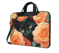 Black Cat In The Roses Laptop Bag Custodia per Laptop 15.6 Pollice Borse per Computer Imbottito Copertura Del Manicotto Per Le Donne Uomini