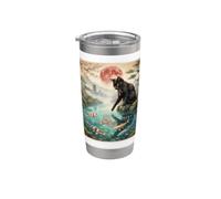 Black Cat Koi Stagno giapponese Sakura Red Moon Cat Lover Bicchiere termico in acciaio inox doppia parete