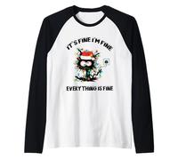 Black Cat Luci Natalizie It's Fine I'm Fine Everything Is Fine Maglia con Maniche Raglan