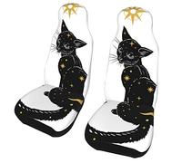 Black Cat Moon Disegnato a Mano 2 Pezzi Coprisedili per Auto Sedili Anteriori, Protezioni per Auto Tappetino per Auto Fodera per Cuscino Universale per Veicolo per La Maggior Parte delle Auto SUV Cami