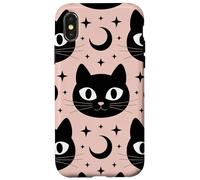 Black Cat Moon Magic Cute Halloween Witchcore Look Custodia per iPhone X/XS