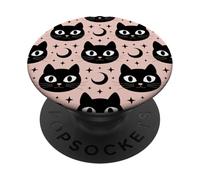 Black Cat Moon Magic Cute Halloween Witchcore Look PopSockets PopGrip Adesivo