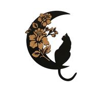 Black Cat Moon Wall Pendant - Organic Aesthetic Floral Moon Wall Ornament With Back Hook,Easy Installation Home Decor Products For Living Room, Children's Room, Bedroom, Dining Rooms, Study Rooms