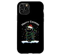 Black Cat Natale luce gatto cappello Babbo Natale maglione Merry Catmas Custodia per iPhone 11 Pro