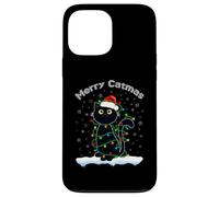 Black Cat Natale luce gatto cappello Babbo Natale maglione Merry Catmas Custodia per iPhone 13 Pro Max