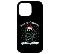 Black Cat Natale luce gatto cappello Babbo Natale maglione Merry Catmas Custodia per iPhone 14 Pro Max
