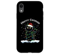 Black Cat Natale luce gatto cappello Babbo Natale maglione Merry Catmas Custodia per iPhone XR