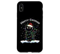 Black Cat Natale luce gatto cappello Babbo Natale maglione Merry Catmas Custodia per iPhone XS Max