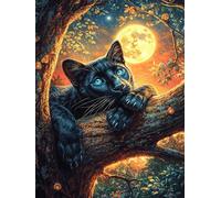 Black Cat on A Tree Branch Under The Moon Puzzle 300 Pezzi Gioco Familiare Relax Wildlife Pet Rompicapo Per Adulti Idea Regalo Natale Per Tutta La Famiglia 300 PCS