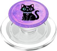 Black Cat Pink Witchy Cat Kawaii Pastel Goth Cat Moon Purple PopSockets PopGrip per MagSafe