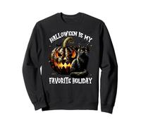 Black Cat Pumpkin And Bats Halloween Is My Favorite Holiday Felpa