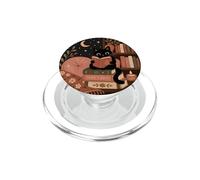 Black Cat Reading Libri Sotto Moonlight PopSockets PopGrip per MagSafe