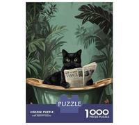 Black Cat Reading Newspaper 1000 Pezzi Puzzle Premium Puzzle Per Adulti Cartone Riciclato - Hit Delle Famiglie, Allenamento Mentale, Regalo Anniversario E Pause Ufficio 70x50cm/1000pcs