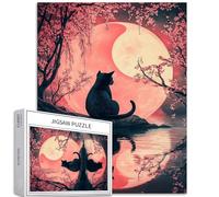 Black Cat Reflection - Puzzle da 1000 pezzi per adulti, motivo: luna yin yang, puzzle impegnativo per attività familiari, colorato, fai da te, per decorazioni domestiche, regali, 50 x 68 cm