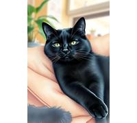 Black Cat Relaxing At Home Notebook: Matte Paperback Notebook: 120 Pages Size 6 inches x 9 inches