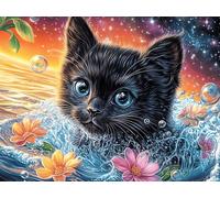 Black Cat Rompicapo 1000 Pezzi Per Regalo Aziendale Cartone Rigido Tema Business Magical Cosmic Creatures Per Team Building Con Confezione Personalizzabile Qualità Premium 1000 PCS/75x50cm