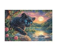 Black Cat Running Forest Rompicapo 1000 Pezzi Per Decorazione Murale Grande Formato Cartone Rigido Panoramico Per Pareti Ampie Stampa Ad Alta Definizione 1000 PCS（75x50cm）