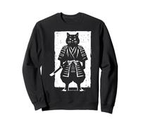 Black Cat Samurai Warrior Giapponese Sumi-e Art Uomini Donne Bambini Felpa