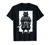 Black Cat Samurai Warrior Giapponese Sumi-e Art Uomini Donne Bambini Maglietta