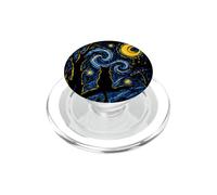 Black Cat Starry Night Van Gogh Moon Art Mom Dad Meow PopSockets PopGrip per MagSafe