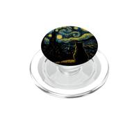 Black Cat Starry Night Van Gogh Moon Art Mom Dad Meow PopSockets PopGrip per MagSafe