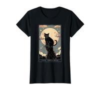 Black Cat Tarocchi Camicia Dreamer Dark Academia Cat Moon Cult Maglietta con Stampa Grafica Economica, Donna, Nero, XS